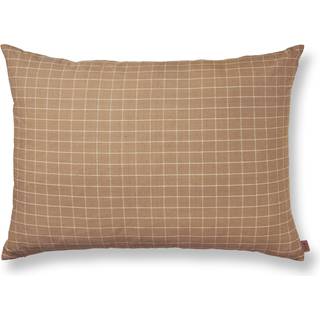 Ferm Living - Brown Cotton Cushion Large - Check - Pyntepuder og pudebetræk - Brun