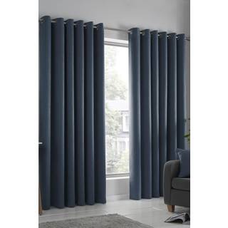 Fusion Fusion Blue Strata Room Darkening Woven Pair of Eyelet Curtains