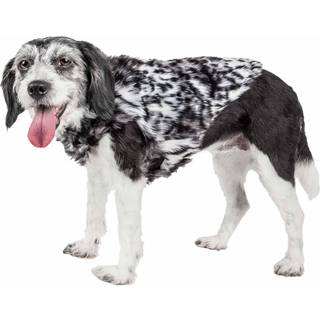 PET LIFE LUXE 'PAW DROPPE' Gråskala Tiger Mønstret mink pelshundfrakke-Hundejakke med let kroge-og-loop-maveindkapslinger-vinterhundfrakke til li