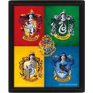 Harry Potter farverige Kollegier 3D-plakat ➞ På lager - klar til levering