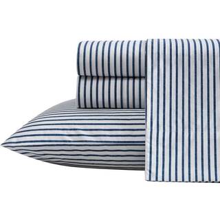 Nautica- Queen Sheet Set Cotton Percale Bedding Set Crisp & Cool Lightweight & Breathable (Harmad Navy Queen)