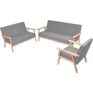 sofasæt 3 dele stof lysegrå