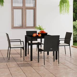 havestole med hynder 4 stk. polyrattan sort