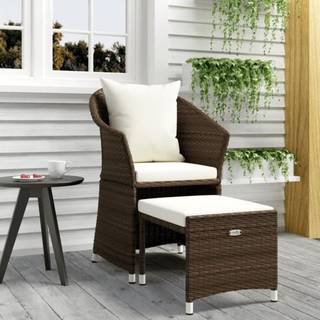 Haveborde 2 stk med hynder Brun Poly Rattan