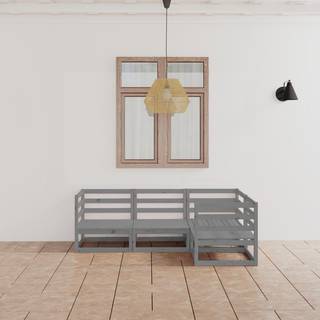 Loungesæt Til Haven 4 Dele Massivt Fyrretræ - Grå / Nej