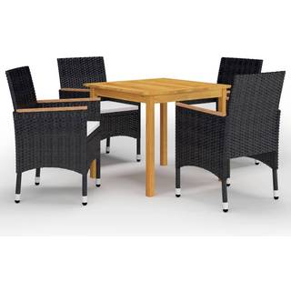 Spisebordssæt Til Haven Med Hynder 5 Dele - 4 / Sort / 85 cm bordlængde