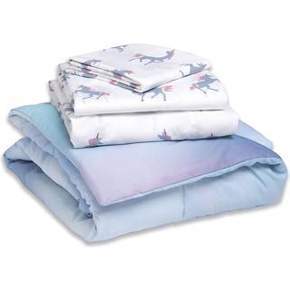 Delta Children 4 Piece Toddler Bedding S?t til piger - Reversible 2 -in -1 dyne - inkluderer monteret dyne for at holde sm? n?je bundplade toppla