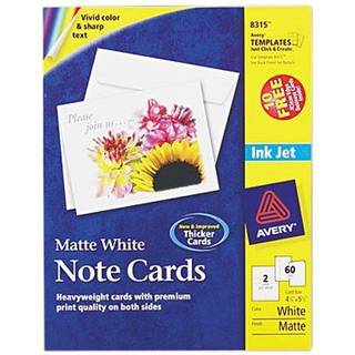 Avery Note Cards med matchende konvolutter inkjet 85 lb 4,25 x 5,5 Matte hvide 60 kort 2 kort/ark 30 ark/pakke