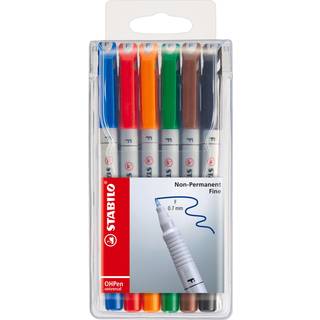 Stabilo 852-6 Fine OH pen 0,7mm Vandbasis etui m. 6 pens