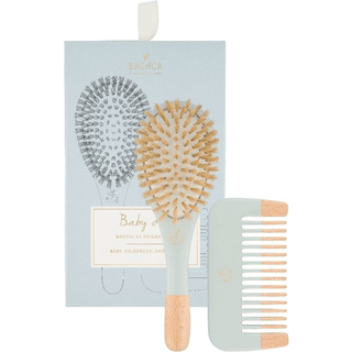 Bachca Paris Baby Blue Brush Set 2 piece Small Brush/Wood Comb