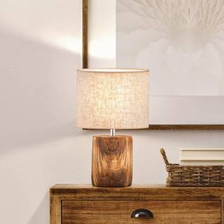 Landlig bordlampe beige med brun 35 cm - Lipa