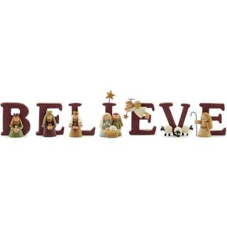 BELIEVE Nativitetsbogstavsæt i resin – 7-delt juledekoration, ca. 4,4 cm høj