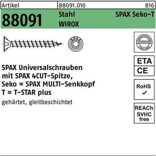 SPAX 1191010450703 Træskrue 4,5 mm TFT, FZB, ETA-12/0114 Fuldgevind