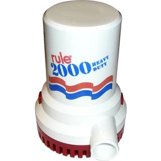 Dykbar elektrisk lænsepumpe Rule 2000 GPH (126.2 liter / minut), 24 V, manuel driftstart, uden niveauføler