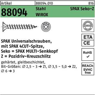 SPAX 1081010350453 Træskrue 3,5 mm TFX, FZB ETA-12/0114 3,5 mm
