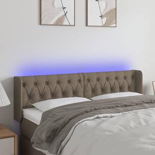sengegavl med LED-lys 163x16x78/88 cm stof gråbrun