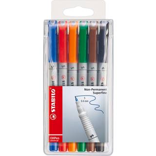 Stabilo 851-6 Superfine OH pen 0,4mm Vandbasis etui m. 6 penne
