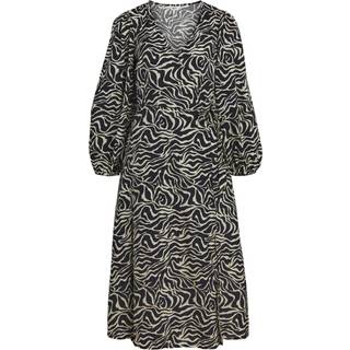 Leonora Midi Wrap Kjole - Sort Sandshell - 40 - Object