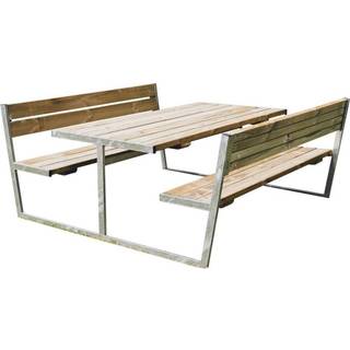 HORTUS BALDER bord-/bænksæt med ryg, galvaniseret/trykimprægneret, 180 x 205 cm