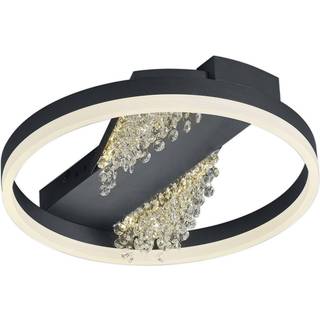 LED-loftslampe Dunja med krystallook sort