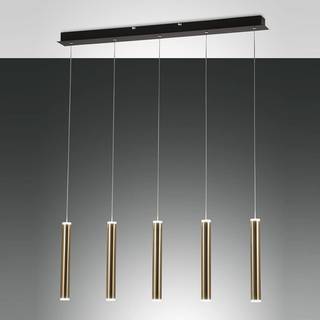 LED hængelampe Prado, guld, 5 lyskilder, lineær, dæmpbar