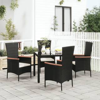 havestole med hynder 4 stk. polyrattan sort