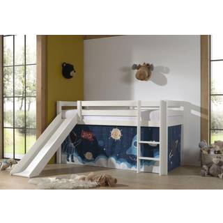 Halvhøj seng med rutsjebane – Pino, hvid, Space