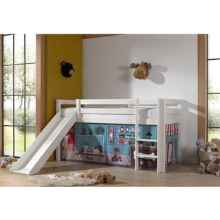 Halvhøj seng med rutsjebane – Pino, hvid, Pet Shop forhæng