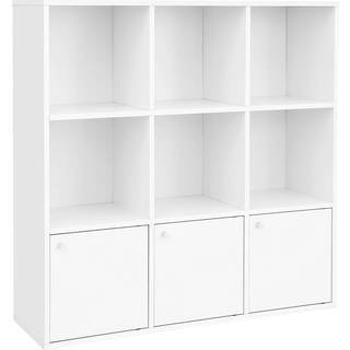 VASAGLE træ opbevaringsreol, fritstående displayhylde, dvd-stativ bogreol, hvid