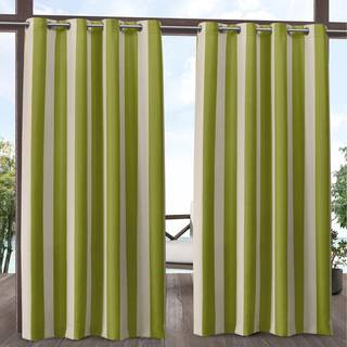 Eksklusivt baldakin Stripe Indoor / Outdoor Grommet Top Curtain Panel 54 """" X108 """" Kiwi / Sand Set p? 2