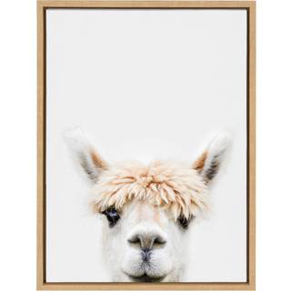 Kate och Laurel Sylvie Alpaca Bangs inramade Canvas Wall Art av Amy Peterson Art Studio 18x24 Naturlig dekorativ bedårande djurkonst för väggen