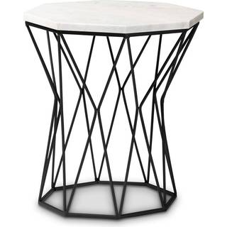 Baxton Studio Venedict Modern og Contemporary Black Metal End Table med marmor bordplade