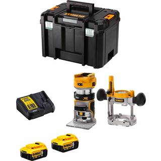 Dewalt DCW604P2-QW 18V XR Overfræser med 2 stk. 5,0Ah batteri, lader og TSTAK