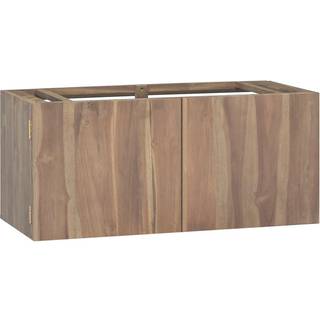 væghængt badeværelsesskab 90x39x40 cm massivt teaktræ