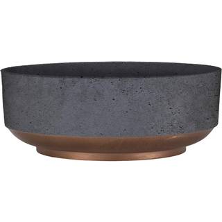 HC -selskaberne 8 tommer rund capri succulent gryde - dekorativ indendørs plastplanter med dræning faux beton med kobberfarvet base