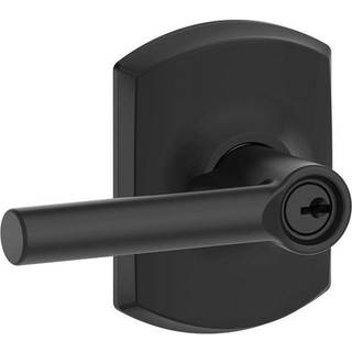 Schlage F51A BRW 622 GRW Broadway Lever med Greenwich Trim Keyed Entry Lock Matte sort