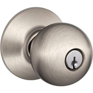 Schlage F51A ORB 619 Orbit Knob Keyed Entry Lock Satin Nickel