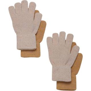 Celavi Beige Gold Glitter Fingervanter Uld/nylon (2-pak)