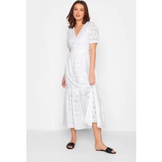 Lts Tall White Broderie Anglaise Maxi Tiered Dress 20 Lts | Tall Women's Maxi Dresses