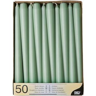 50 stk. Jadegrøn Stearinlys 25 cm – Skab ro og elegance til din fest
