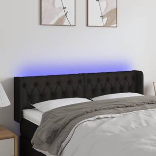 sengegavl med LED-lys 163x16x78/88 cm stof sort