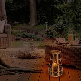 Kurv LED-dekolampe med solcelle, 34 cm, sort/natur