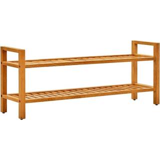 Skostativ Med 2 Hylder 100X27X40 Cm Massivt Egetræ