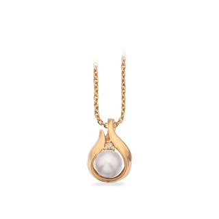 Scrouples Vedhæng i 14 Karat Guld med Ferskvandsperle og Diamant 0,015 Carat W/SI