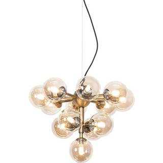 Bronze pendellampe med ravfarvet glas 13-lys - Bianca