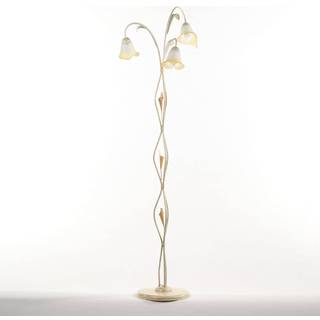 Gulvlampe Lucrezia i elfenben med blomsterlampeskærm