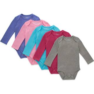 Hanes unisex baby langærmet bodysuit Ultimate Flexy Boys & Girls 5-Pack Pink Turq Purple Set 0-6 måneder os