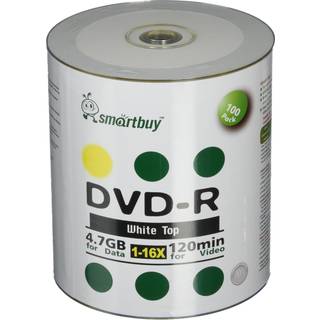 Smart K?b 100 Pack DVD-R 4,7 GB 16x hvid top (ikke-udskrivbar) blank datavideo filmrekordskive 100 disc 100pk