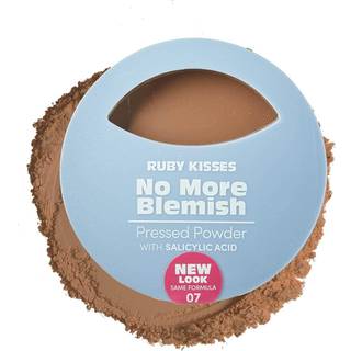 Ruby Kisses No More Blemish Face Powder med salicylsyre - Fuld dækning, mat finish presset pudder i Chocolate (koreansk formel)
