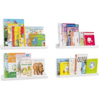 Wallniture Denver Wall Monterede flydende hylder til b?rnehaveindretning - B?rn Room Bookshelf Display - Billede afsats 17 tommer s?t p? 4 (hvidt